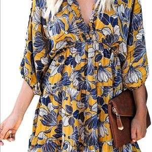 Floral plunge neck dress - size large